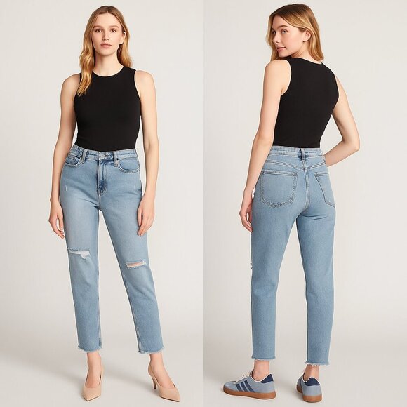 OLD NAVY✨ Women’s Curvy OG Straight Distressed Jeans 👖👟💃 Size 2 - Picture 1 of 14